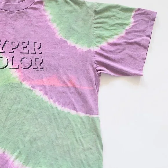 HYPERCOLOR Generra T Shirt L XL Purple Green Tie Dye Vintage 90s Single Stitch - Picture 3 of 4